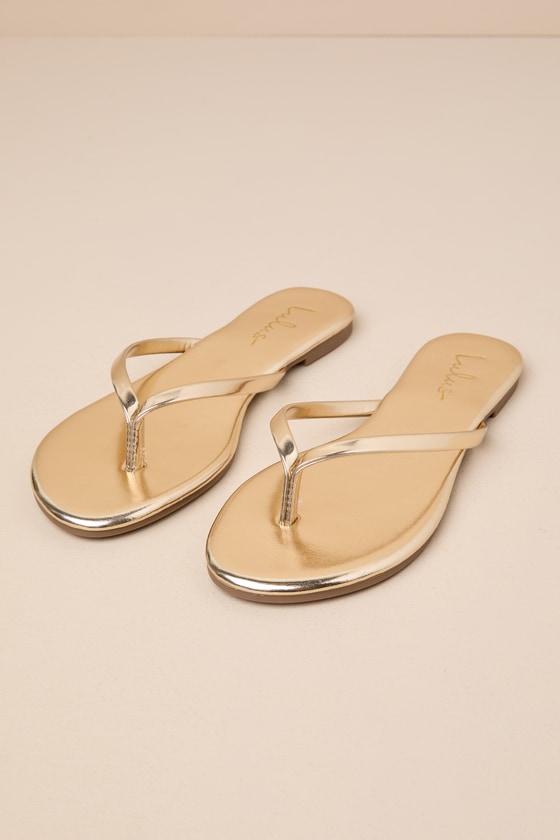 Nicoh Gold Metallic Flat Thong Sandals 1