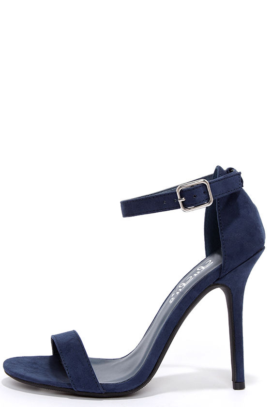 Sexy Single Strap Heels - Ankle Strap Heels - Navy Blue Heels - $22.00 ...