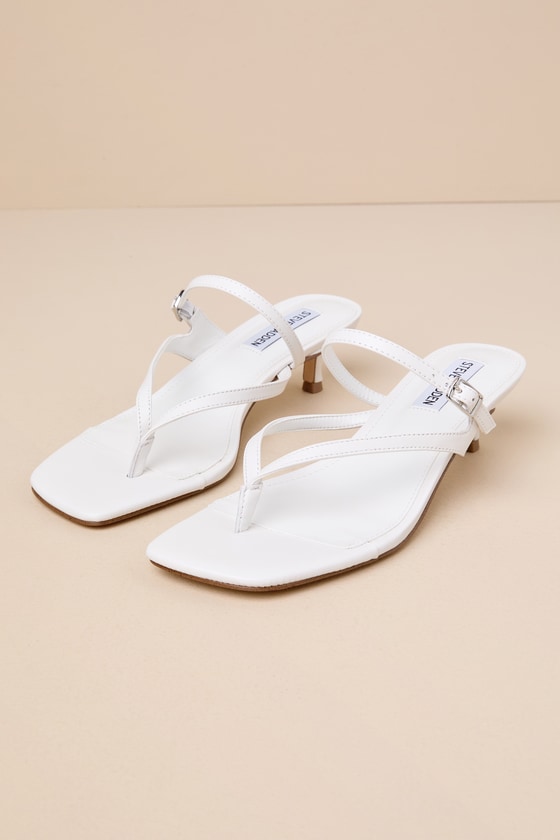 Jessa White Leather Strappy Kitten Heel Sandals 1