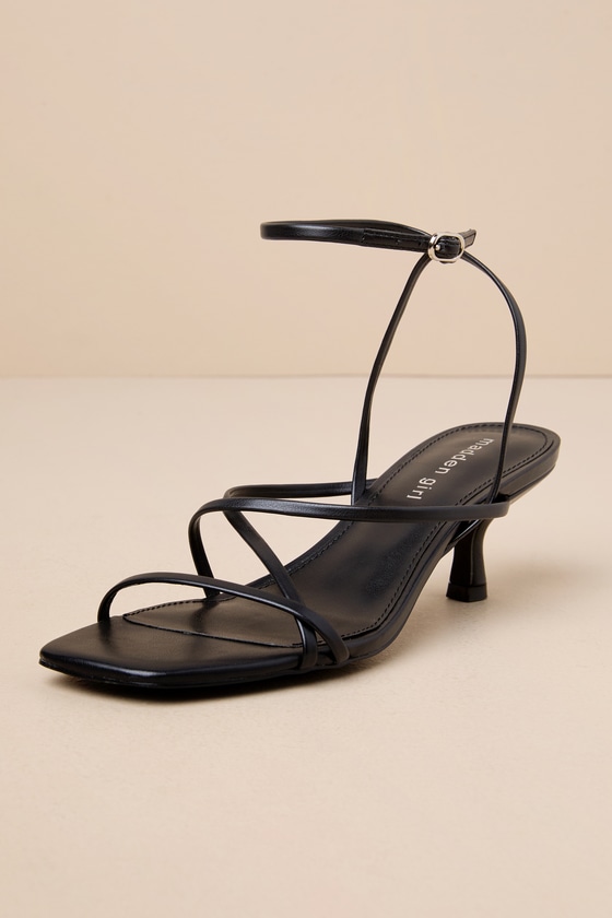 Shop Madden Girl Chique Black Paris Strappy Square-toe High Heel Sandals