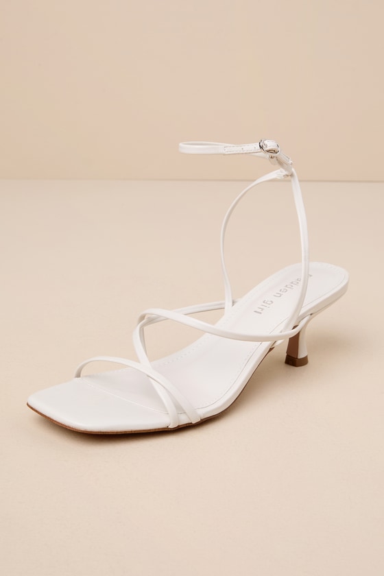 Shop Madden Girl Chique Bone Paris Strappy Square-toe High Heel Sandals In White