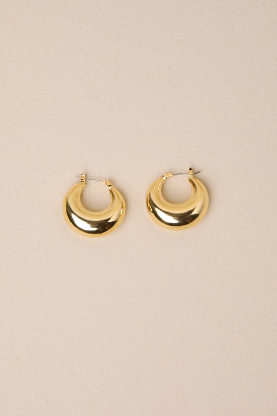 Shop Lulus Timeless Darling Gold Puffy Hoop Earrings
