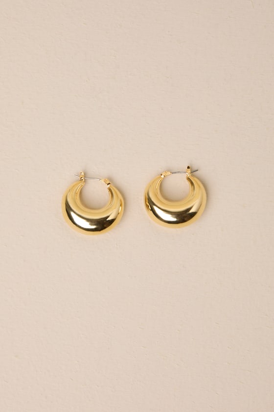 Lulus Timeless Darling Gold Puffy Hoop Earrings In Gold
