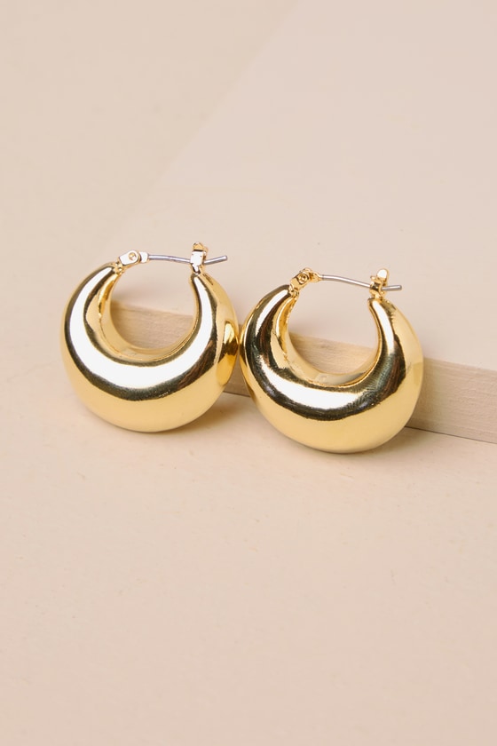 Lulus Timeless Darling Gold Puffy Hoop Earrings In Gold