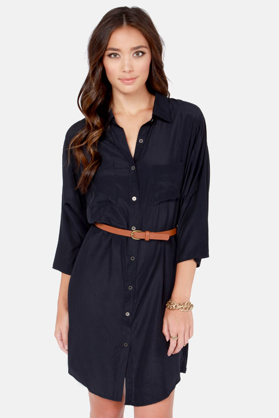 navy blue shirt dress