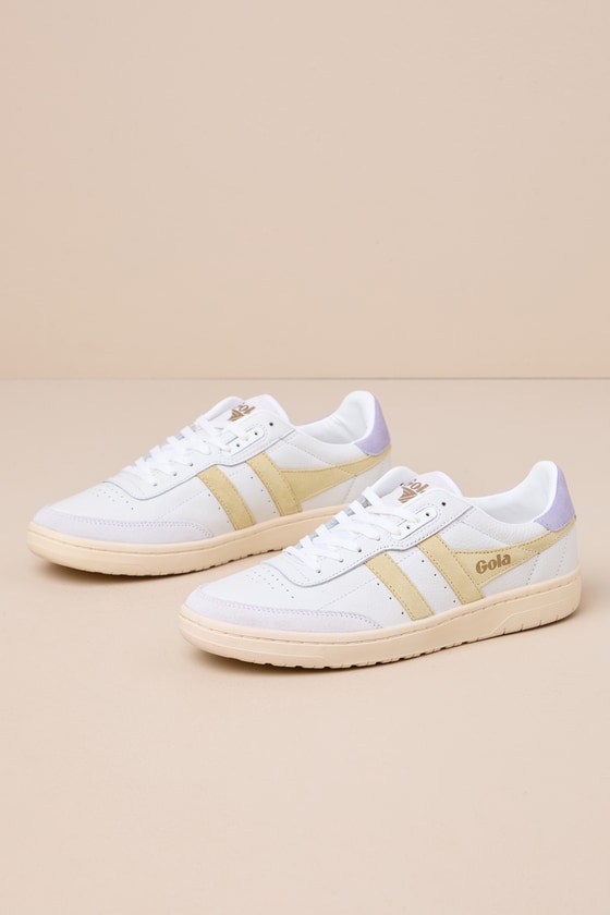 Gola Falcon White Color Block Leather Lace-up Sneakers