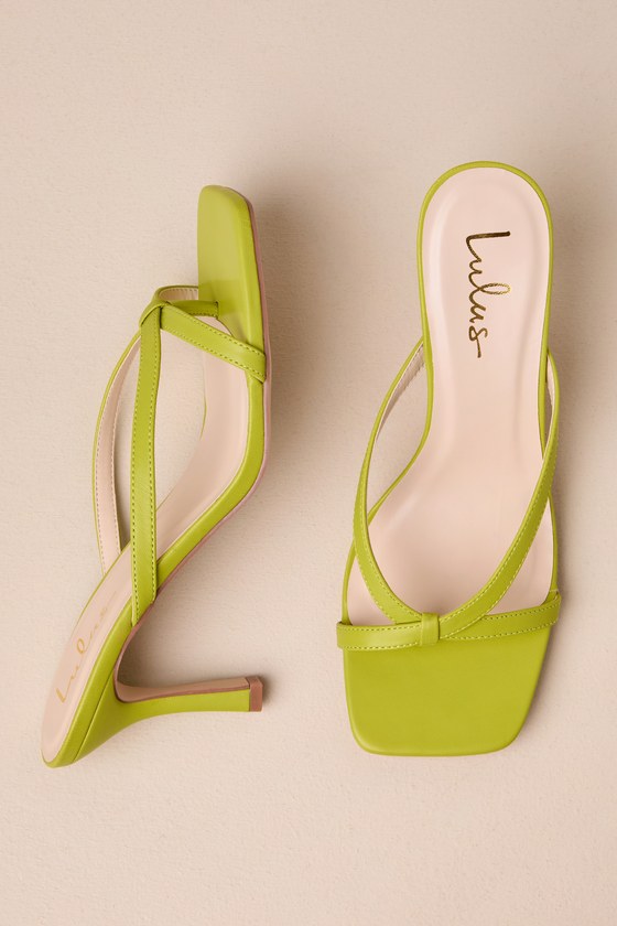 Shop Lulus Beckette Lime Strappy High Heel Slide Sandals In Green