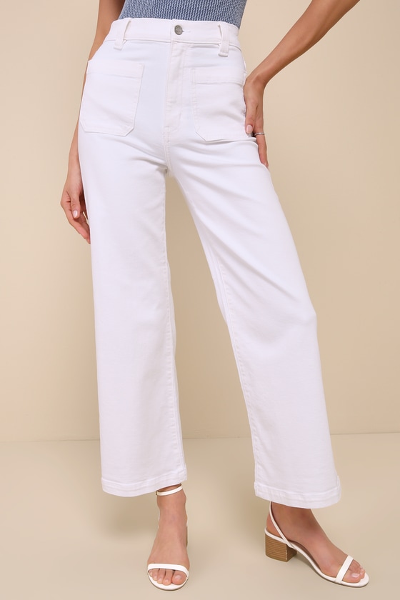 Shop Daze Denim Siren White High Rise Wide-leg Jeans