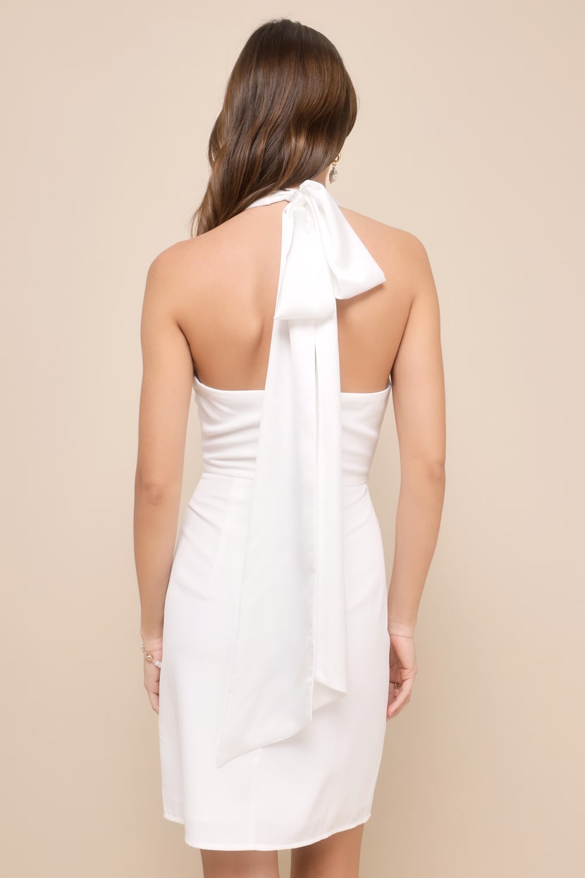 Ivory Collared Sleeveless Backless Mini Dress | Womens | X-Large | 100% Polyester