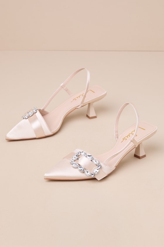 champagne satin pumps