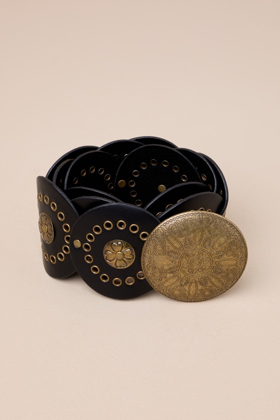 LULUS LEGENDARY VIBES BLACK STUDDED DISC BELT