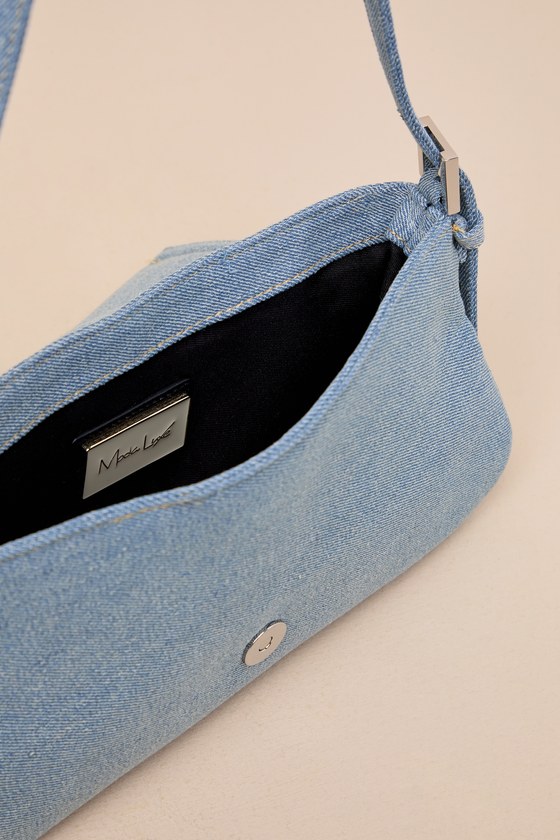 Shop Moda Luxe Let's Be Trends Light Blue Denim Rhinestone Buckle Shoulder Bag