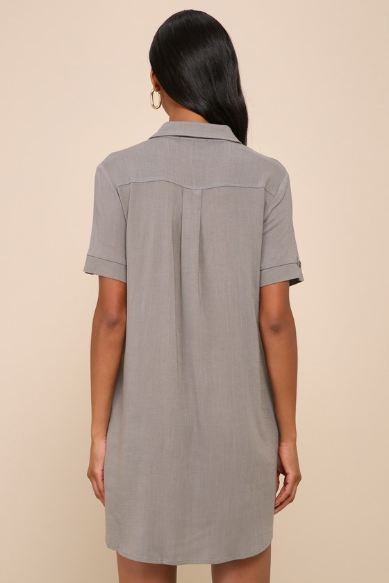Oxford Comma Olive Green Shirt Dress
