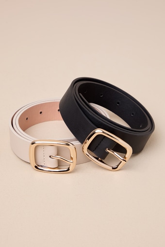 Exceptional Finish Black and Ivory Two-Piece Belt Set 1