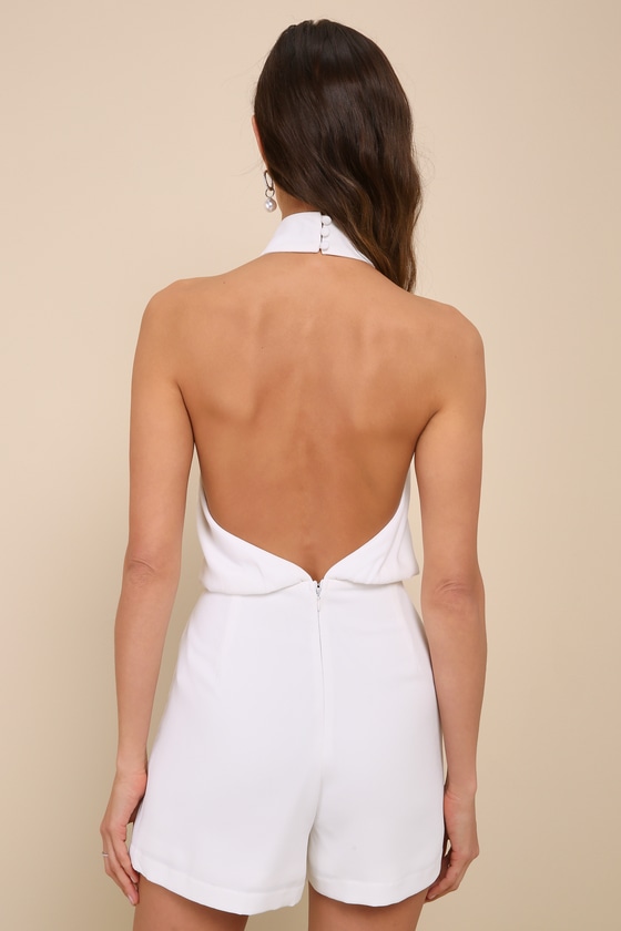 Lulus Moment For Life White Halter Romper In White
