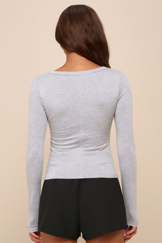 Clean Look Heather Grey Scoop Neck Long Sleeve Top 7