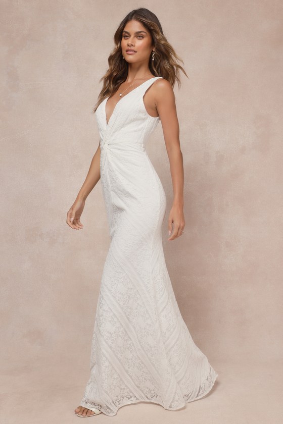 Shop Lulus Adoring Attachment White Lace Twist-front Sleeveless Maxi Dress