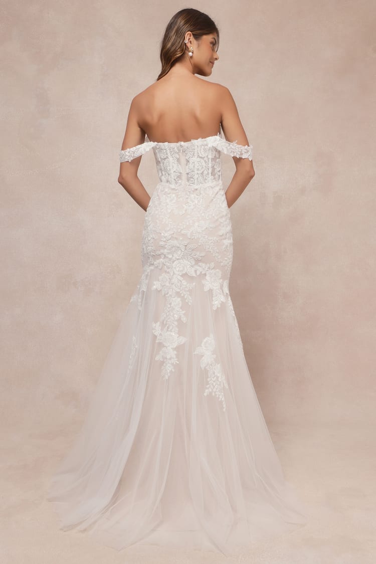 Endless Dedication White Embroidered Off-the-Shoulder Maxi Dress