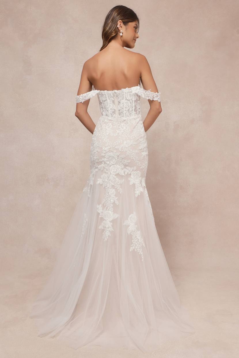 Endless Dedication White Embroidered Off-the-Shoulder Maxi Dress