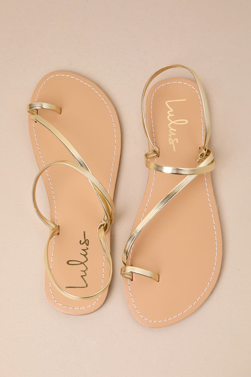 Shiloe Gold Flat Ankle Strap Sandals