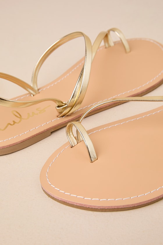 Shiloe Gold Flat Ankle Strap Sandals - thumbnail 4