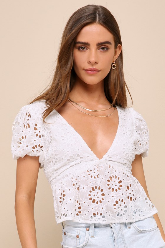 Happy Puppies High-Low Eyelet Top