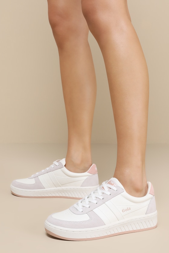 Grandslam '88 White and Pearl Pink Lace-Up Sneakers 1