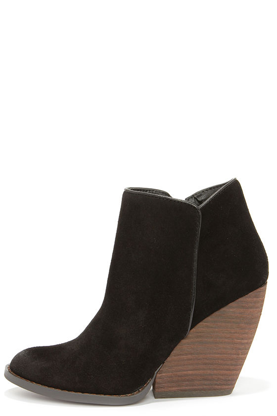 Cute Suede Booties - Wedge Booties - Black Booties - $84.00 - Lulus