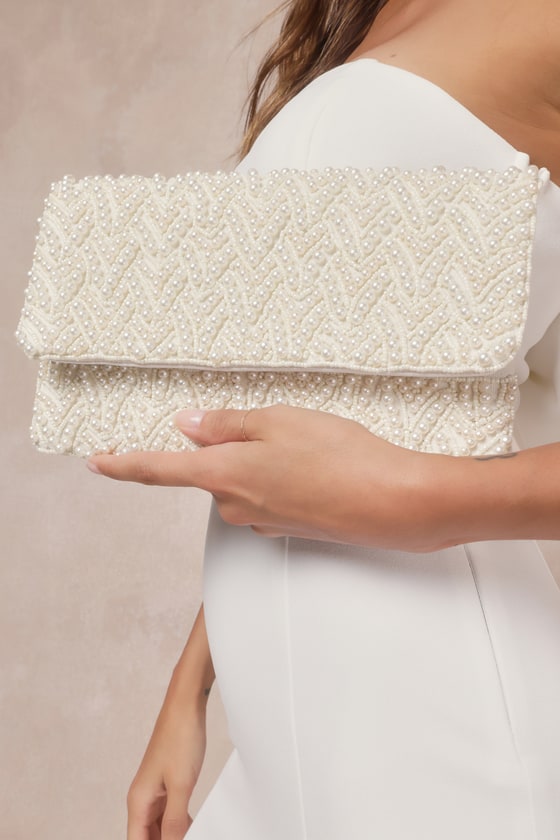 Shop Lulus Pearl-fect Day Ivory Beaded Clutch