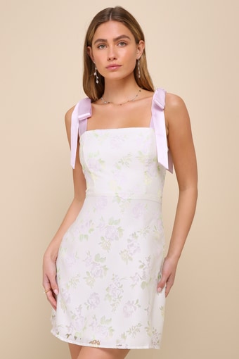 Sweeten the Day Cream Floral Burnout Tie-Strap Mini Dress 5