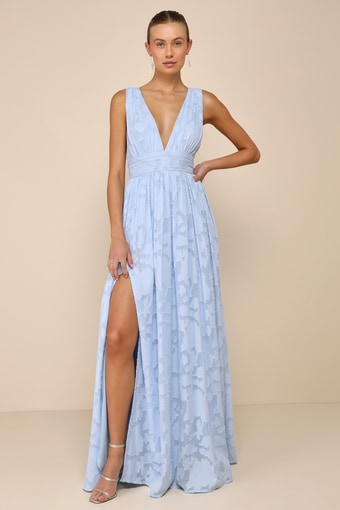 Sweet Sophistication Light Blue Burnout Floral Maxi Dress 2