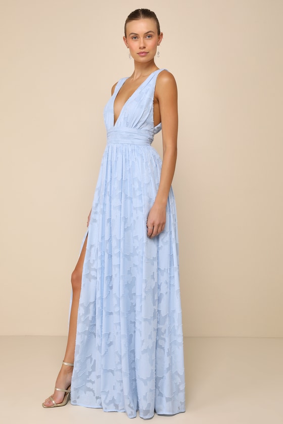 Lulus Sweet Sophistication Light Blue Burnout Floral Maxi Dress In Light Blue