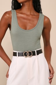 Double the Style Black and Taupe Double O-Ring Belt Set
