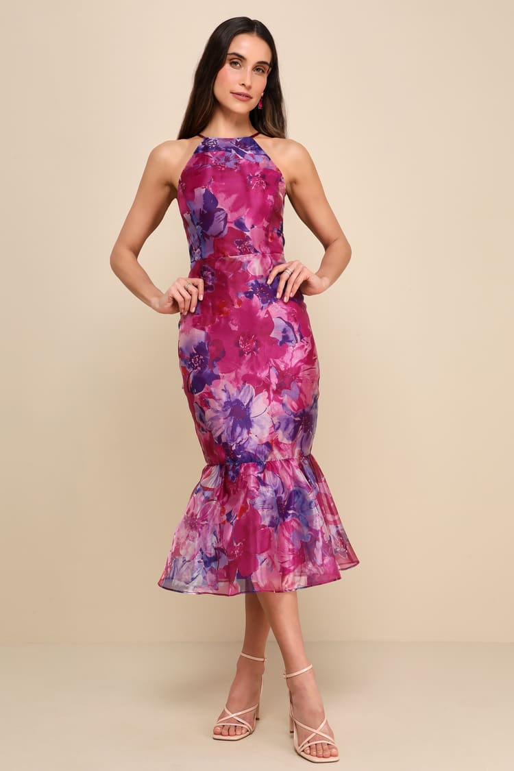 day for romance navy blue tie strap tiered midi dress Arlowe Tied Shoulder Tiered Midi Dress Floral Orange