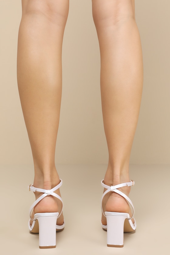 White Satin Heels - High Heel Sandals - Ankle Strap Sandals - Image 2