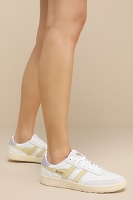 Falcon White Color Block Leather Lace-Up Sneakers