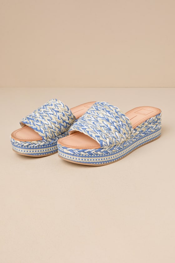 Shop Dolce Vita Pazli Blue Multi Woven Flatform Slide Sandals