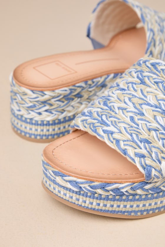 Shop Dolce Vita Pazli Blue Multi Woven Flatform Slide Sandals