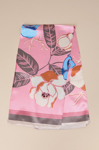 Beautiful Effect Pink Floral Satin Square Scarf