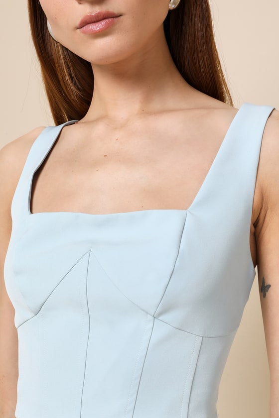 Lulus Sensational Always Light Blue Corset Crop Top In Light Blue