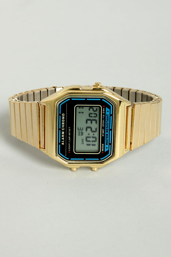 digital watch gold