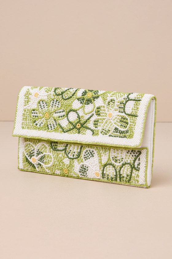 Shop Lulus Flourishing Charm White Multi Floral Beaded Clutch