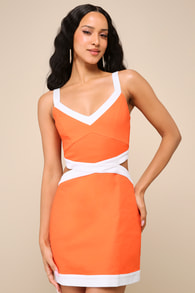 Nothing But Sweet Coral Color Block Cutout Mini Dress