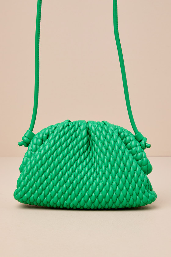 Elise Green Quilted Crossbody Bag 1