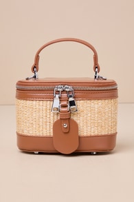 Essential Poise Brown and Natural Woven Mini Crossbody Bag