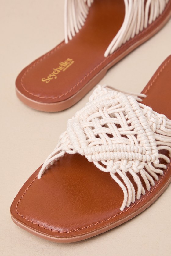 Shop Seychelles Mahogany Natural Crochet Slide Sandals In White
