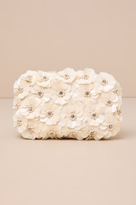 Blooming Addition Ivory Sequin Rhinestone Box Clutch 3