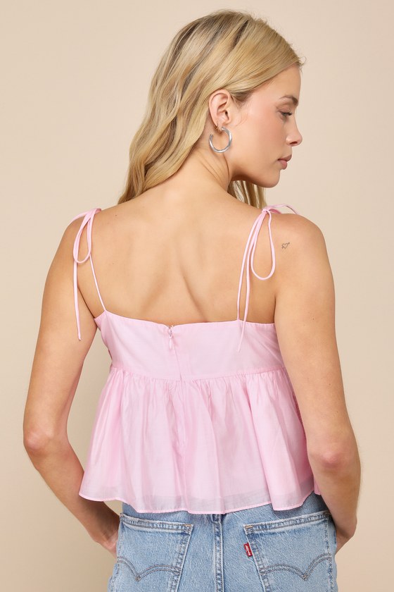 Pink Bow-Front Top - Tie-Strap Top - Cropped Cami Top - Lulus Pink Bow-Front Top - Tie-Strap Top - Cropped Cami Top - Lulus