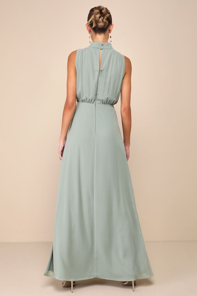 green emerald velvet dress Sage Green Chiffon Pleated V-Neck Long Bridesmaid Dress