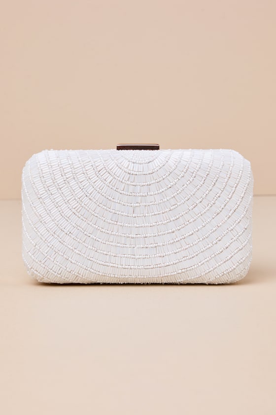 Shop Lulus Incredible Shine White Beaded Rectangular Clutch